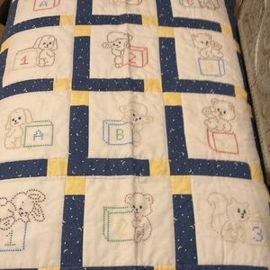 NEEDLEPOINT HAND CRAFTED BABY BLANKET.